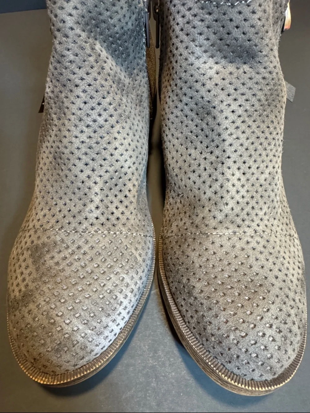 Dolce Vita Gray Perforated Suede Ankle Booties